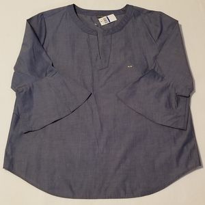 NWT women's size large denim trumpet sleeve blouse
